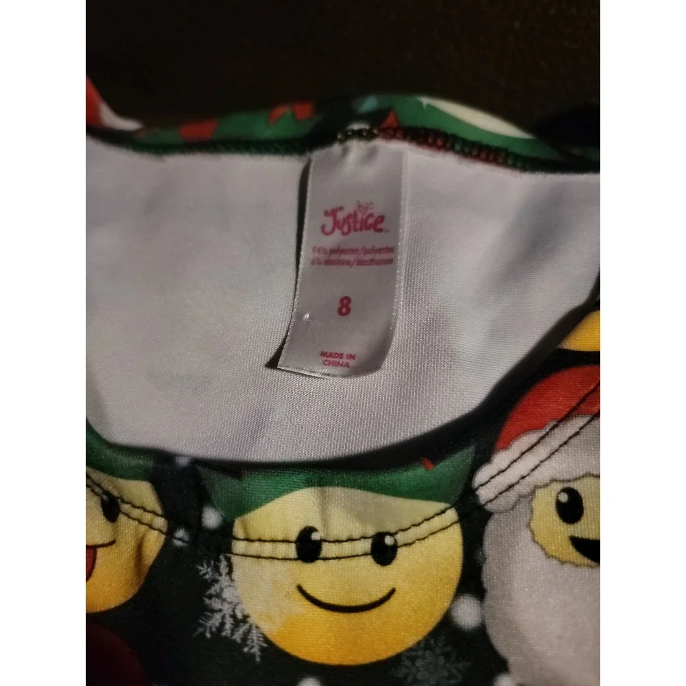 Justice holiday Christmas emoji dress size 8 santa tree presents